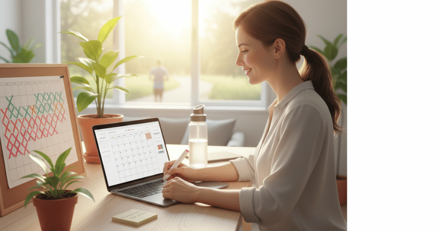 朝の日差しの中で、デスクワークタイム、TO:DOタイム。