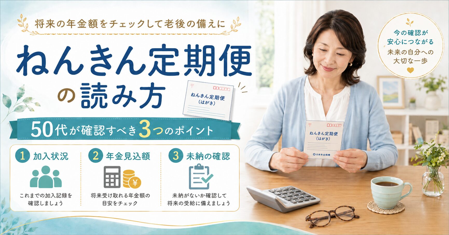 ねんきん定期便ハガキの読み方、50代女性