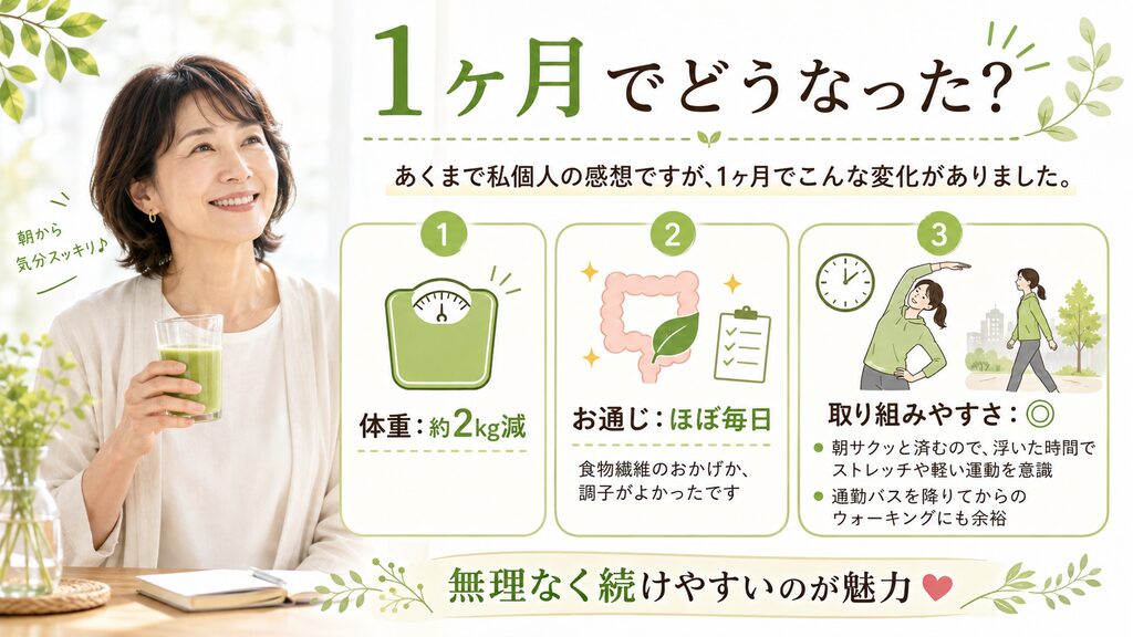 1ヶ月試した、効果の例を挙げています
