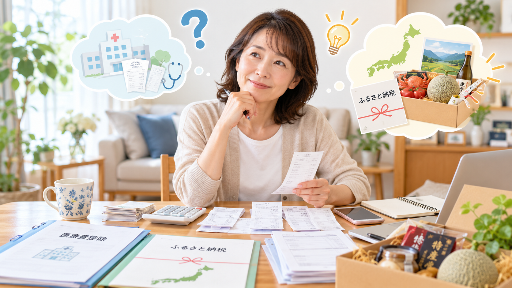 病院の入院費とふさと納税について考えて理解を深める様子